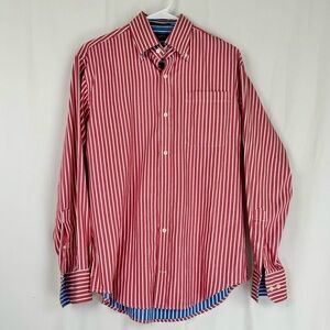 Lincs - David Chu - Red, White, and Blue Striped Button-Up Shirt - Size S